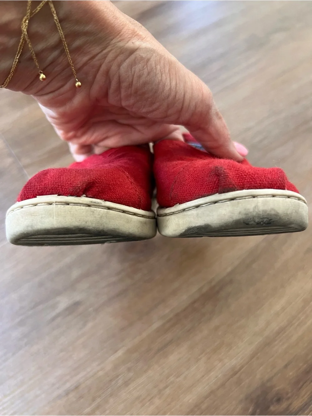 Toms Canvas Slip-On Shoes in Red with White Sole